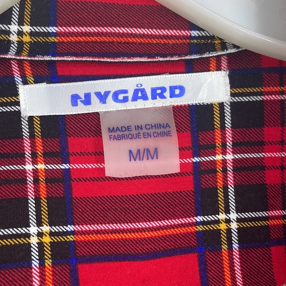 Nygard red & black womens trench coat pockets button front jacket medium belt - Picture 3 of 11